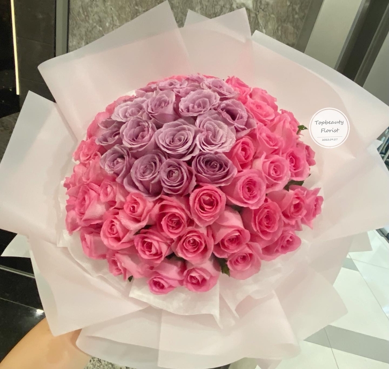 66枝雙拼糖果色系玫瑰花束( 66 Roses Bouquet)