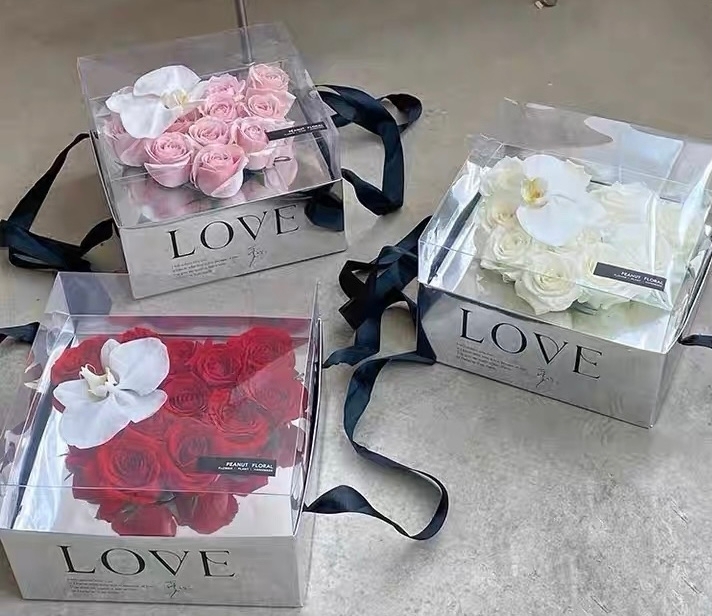 12枝玫瑰蝴蝶蘭花盒(12 roses & Phalaenopsis box)