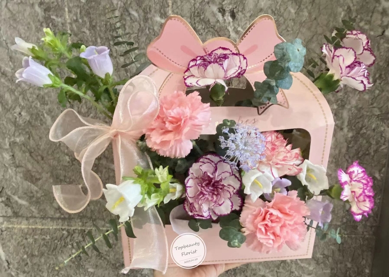 8枝雙色康乃馨特式襯花禮盒