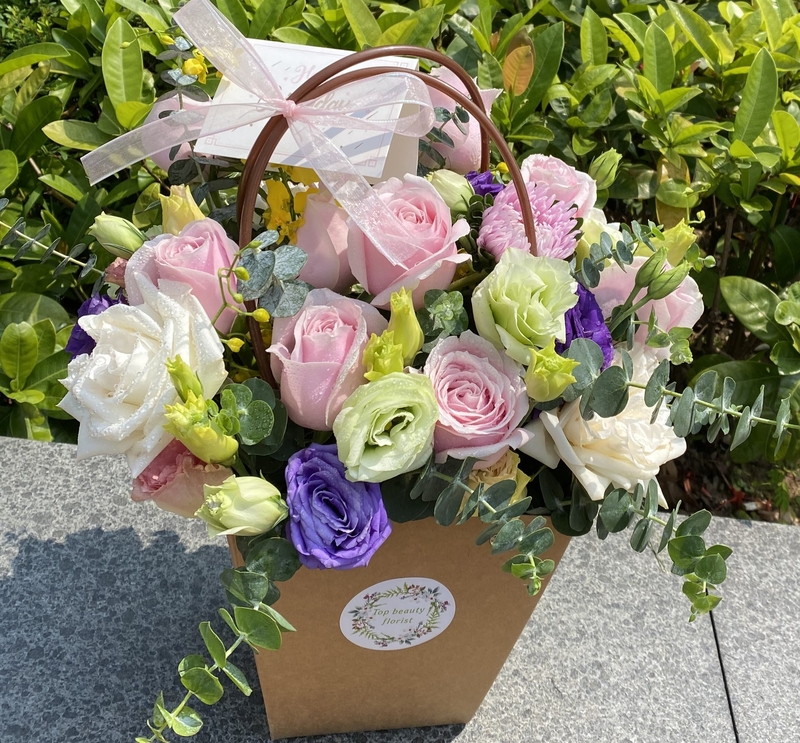 玫瑰桔梗同色系襯花花盒(大)